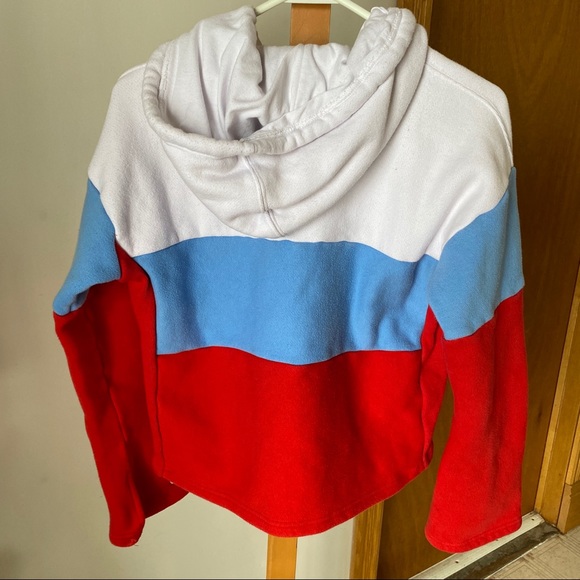 Champion Reverse Weave Red White & Blue Cropped Hoodie - Picture 5 of 6